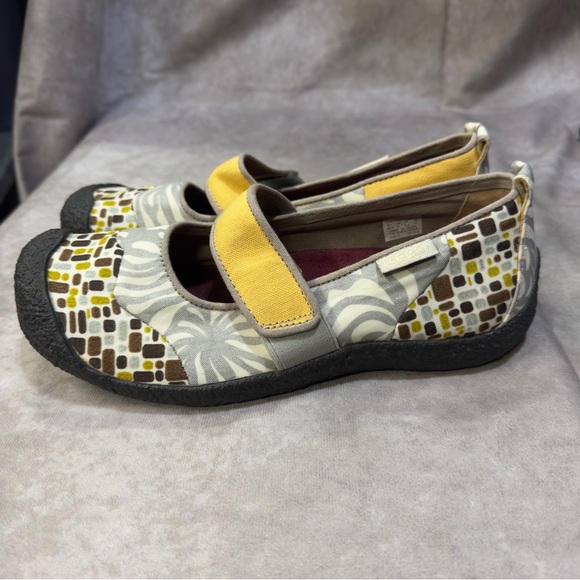 Keen Women's Size 9 Harvest Mimosa Grey White Brown Yellow Mary Jane Shoes - Picture 4 of 6